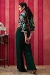 Shop_Soup by Sougat Paul_Green Crepe Embroidered Thread Open Aisha Plain Jumpsuit With Jacket _at_Aza_Fashions