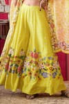 Soup by Sougat Paul_Yellow Bustier And Flared Pant Malaysian Silk Print Embellished Cape Set _Online_at_Aza_Fashions