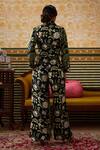 Shop_Soup By Sougat Paul_Black Silk Collared Midnight Garden Print Crop Top With Pant _at_Aza_Fashions