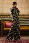 Buy_Soup By Sougat Paul_Black Silk Collared Midnight Garden Print Crop Top With Pant _Online_at_Aza_Fashions