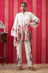 Buy_Soup By Sougat Paul_White Cotton Satin, Chanderi Sequins, Paisley Fleur Embellished Top With Pant _at_Aza_Fashions