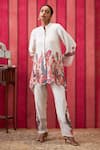 Buy_Soup By Sougat Paul_White Cotton Satin, Chanderi Sequins, Paisley Fleur Embellished Top With Pant _Online_at_Aza_Fashions