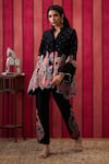 Buy_Soup By Sougat Paul_Black Chanderi Silk Sequins Paisley Blossom Applique Embellished Top With Pant _at_Aza_Fashions