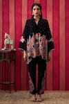Soup By Sougat Paul_Black Chanderi Silk Sequins Paisley Blossom Applique Embellished Top With Pant _Online_at_Aza_Fashions