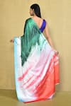 Shop_Nazaakat by Samara Singh_Multi Color Pure Satin Crepe Printed Brush Stroke Saree With Running Blouse_at_Aza_Fashions