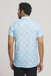 Shop_Aryavir Malhotra_Blue Cotton Wheel Print Shirt_at_Aza_Fashions