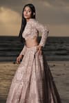 Buy_Neha & Tarun_Pink Tulle Embroidery Dori Round Persian Floral Bridal Lehenga Set _Online_at_Aza_Fashions