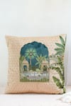 Mid July Home_Green Premium Velvet Printed Royal Opulence Embroidered Cushion Cover Set _at_Aza_Fashions