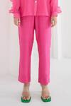 Pleats By Aruni_Fuchsia Chanderi Plain Matie Pant _Online_at_Aza_Fashions