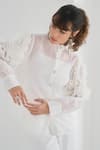 Shop_Pleats by Aruni_White Organza Embellished Pearl Spread Collar Lynna Work Shirt _Online_at_Aza_Fashions