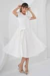 Shop_Pleats by Aruni_White Crepe Plain Asymmetric Monroe Pleated Dress _Online_at_Aza_Fashions