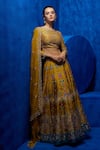 Shop_Nautanky_Yellow Lehenga And Blouse Soft Silk Printed & Hand Embroidered Blossom Set _Online_at_Aza_Fashions