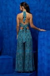 Shop_Nautanky_Blue Natural Crepe Printed And Hand Embroidered Celestial Top Pant Set  _at_Aza_Fashions