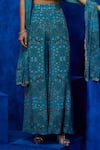 Nautanky_Blue Natural Crepe Printed And Hand Embroidered Celestial Top Pant Set  _Online_at_Aza_Fashions