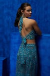 Buy_Nautanky_Blue Natural Crepe Printed And Hand Embroidered Celestial Top Pant Set  