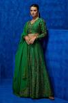 Buy_Nautanky_Emerald Green Lehenga And Blouse Soft Silk Printed & Hand Embroidered Garden Set _at_Aza_Fashions