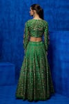 Shop_Nautanky_Emerald Green Lehenga And Blouse Soft Silk Printed & Hand Embroidered Garden Set _at_Aza_Fashions