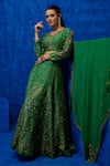 Buy_Nautanky_Emerald Green Lehenga And Blouse Soft Silk Printed & Hand Embroidered Garden Set _Online_at_Aza_Fashions