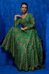 Nautanky_Emerald Green Lehenga And Blouse Soft Silk Printed & Hand Embroidered Garden Set _at_Aza_Fashions