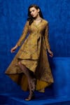 Nautanky_Yellow Soft Silk Printed And Hand Embroidered Lilly Garden Dress  _Online_at_Aza_Fashions