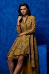 Shop_Nautanky_Yellow Soft Silk Printed And Hand Embroidered Lilly Garden Dress  _Online_at_Aza_Fashions