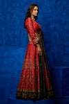 Nautanky_Red Lehenga And Blouse Soft Silk Printed & Hand Tangerine Dream Set _at_Aza_Fashions