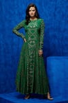 Buy_Nautanky_Emerald Green Natural Crepe Printed And Hand Embroidered Verde Panelled Gown _at_Aza_Fashions