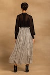 Shop_REENA SHARMA_White Viscose, Georgette Nikita Chevron Print Skirt _at_Aza_Fashions