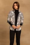 REENA SHARMA_White 100% Cotton Twill Printed Abstract Shirt Collar Nikita Geometric _Online_at_Aza_Fashions