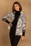 Buy_REENA SHARMA_White 100% Cotton Twill Printed Abstract Shirt Collar Nikita Geometric _Online_at_Aza_Fashions