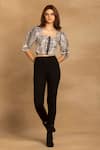 Buy_REENA SHARMA_White 100% Cotton Twill Printed Abstract Square Nikita Crop Top _at_Aza_Fashions