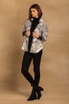 Buy_REENA SHARMA_White 100% Cotton Twill Printed Abstract Shirt Collar Nikita Geometric _at_Aza_Fashions