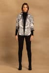 Shop_REENA SHARMA_White 100% Cotton Twill Printed Abstract Shirt Collar Nikita Geometric _Online_at_Aza_Fashions