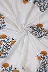 Buy_Design Gaatha_White 100% Cotton Print Floral Bloom Hand Block Bed Cover Set _Online_at_Aza_Fashions