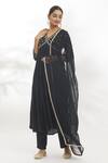 Buy_Samyukta Singhania_Black Silk, Chiffon, Cotton, Cutdana Embroidered Anarkali Set _Online_at_Aza_Fashions