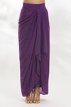 Samyukta Singhania_Purple Blouse And Skirt Pure Chanderi Silk Embroidery Sequin Border Draped Set _Online_at_Aza_Fashions