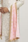 Shop_Aryavir Malhotra_Pink Zari And Lace Work Paisley Embroidered Velvet Dupatta & Safa Set_Online_at_Aza_Fashions