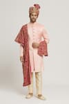 Shop_Aryavir Malhotra_Pink Thread Vintage Jaal Embroidered Dupatta And Safa Set _at_Aza_Fashions