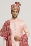 Shop_Aryavir Malhotra_Pink Thread Vintage Jaal Embroidered Dupatta And Safa Set _Online_at_Aza_Fashions