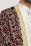 Buy_Aryavir Malhotra_Maroon Zari Thread Velvet Paisley Embroidered Dupatta_Online_at_Aza_Fashions