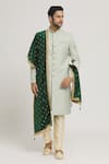 Shop_Aryavir Malhotra_Green Paisley Velvet Pattern Dupatta _at_Aza_Fashions