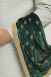 Shop_Aryavir Malhotra_Green Paisley Velvet Pattern Dupatta _Online_at_Aza_Fashions