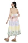 Shop_Shruti Sancheti_White Viscose Crepe Printed Floral And Gathered Embroidered Midi Dress _at_Aza_Fashions