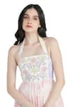 Shop_Shruti Sancheti_White Viscose Crepe Printed Floral And Gathered Embroidered Midi Dress _Online_at_Aza_Fashions