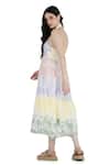 Shruti Sancheti_White Viscose Crepe Printed Floral And Gathered Embroidered Midi Dress _at_Aza_Fashions