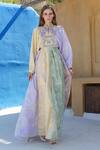 Buy_Shruti Sancheti_Multi Color Silk Mulmul Printed Blocked Embroidered Maxi Dress _at_Aza_Fashions