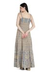 Shop_Shruti Sancheti_Blue Handloom Cotton Embroidered Mirror Square Striped Maxi Dress  _at_Aza_Fashions