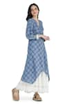 Shop_Shruti Sancheti_Blue Chambray Embroidered Asymmetrical Checkered Pattern Midi Dress  _Online_at_Aza_Fashions