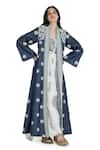 Buy_Shruti Sancheti_Blue Chambray Embroidered Mirror Open Work Jacket  _Online_at_Aza_Fashions