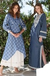 Shruti Sancheti_Blue Chambray Embroidered Mirror Round Kaftan _Online_at_Aza_Fashions